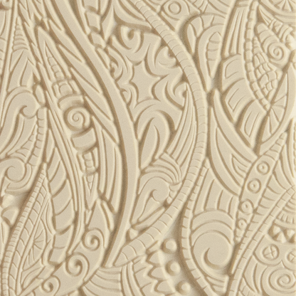 Texture Tile - Tribal Zen Multi-Tangle Embossed. Beige Texture Tiles are flexible, washable and can be used with any soft clay. Spritz with CoolSlip or dust on Dry Powder Release for stick-free impressions when using metal clay and polymer clay.
