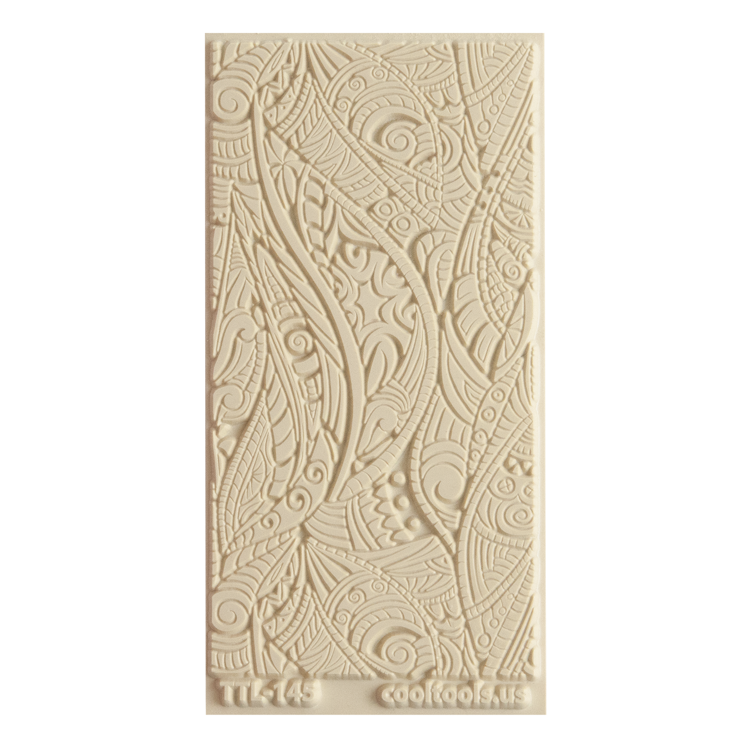 Texture Tile - Tribal Zen Multi-Tangle Embossed. Beige Texture Tiles are flexible, washable and can be used with any soft clay. Spritz with CoolSlip or dust on Dry Powder Release for stick-free impressions when using metal clay and polymer clay.