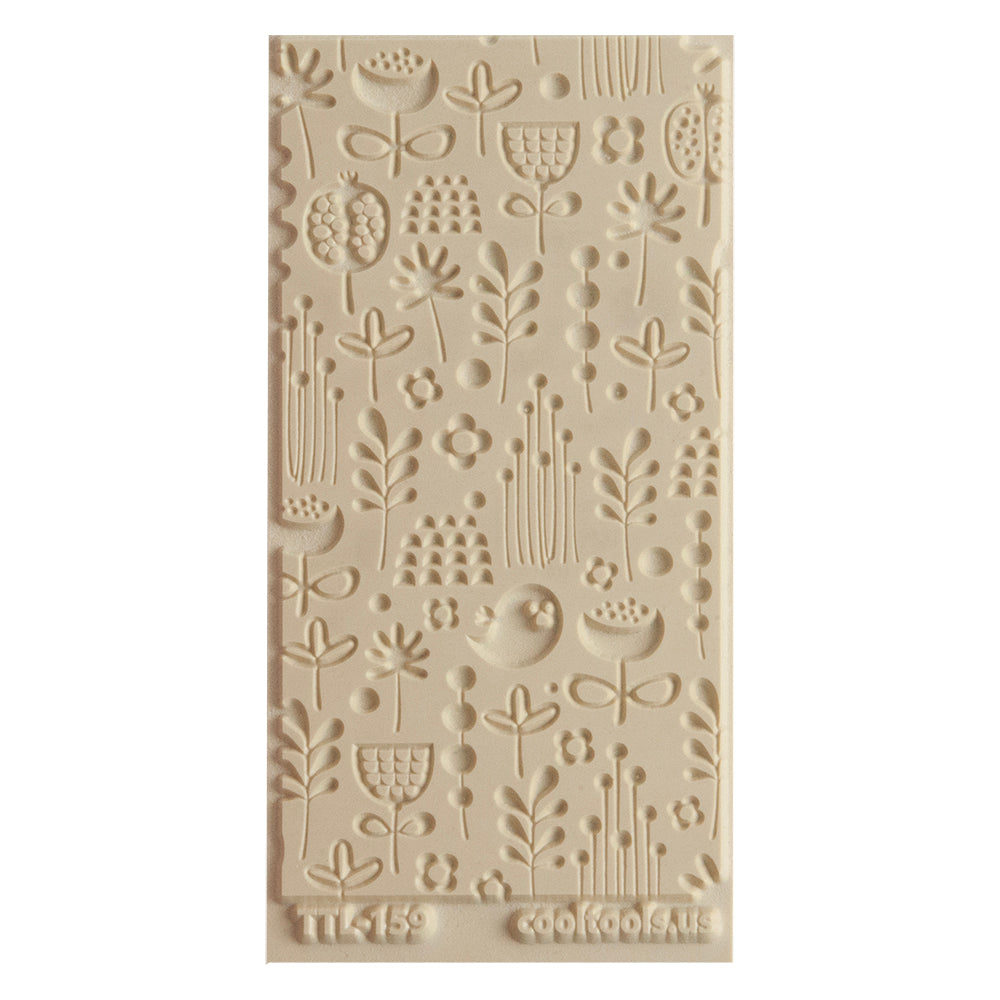 Texture Tile - Spring Cleaning Embossed. Beige Texture Tiles are flexible, washable and can be used with any soft clay. Spritz with CoolSlip or dust on Dry Powder Release for stick-free impressions when using metal clay and polymer clay.