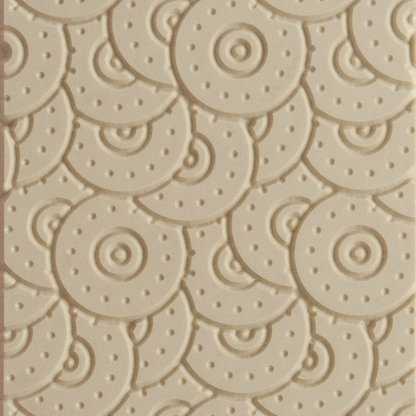 Texture Tile - Random Rivet Embossed. Beige Texture Tiles are flexible, washable and can be used with any soft clay. Spritz with CoolSlip or dust on Dry Powder Release for stick-free impressions when using metal clay and polymer clay.