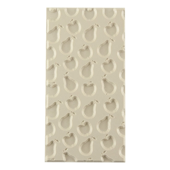 Texture Tile - Pair-a-Fruit Embossed. Beige Texture Tiles are flexible, washable and can be used with any soft clay. Spritz with CoolSlip or dust on Dry Powder Release for stick-free impressions when using metal clay and polymer clay.