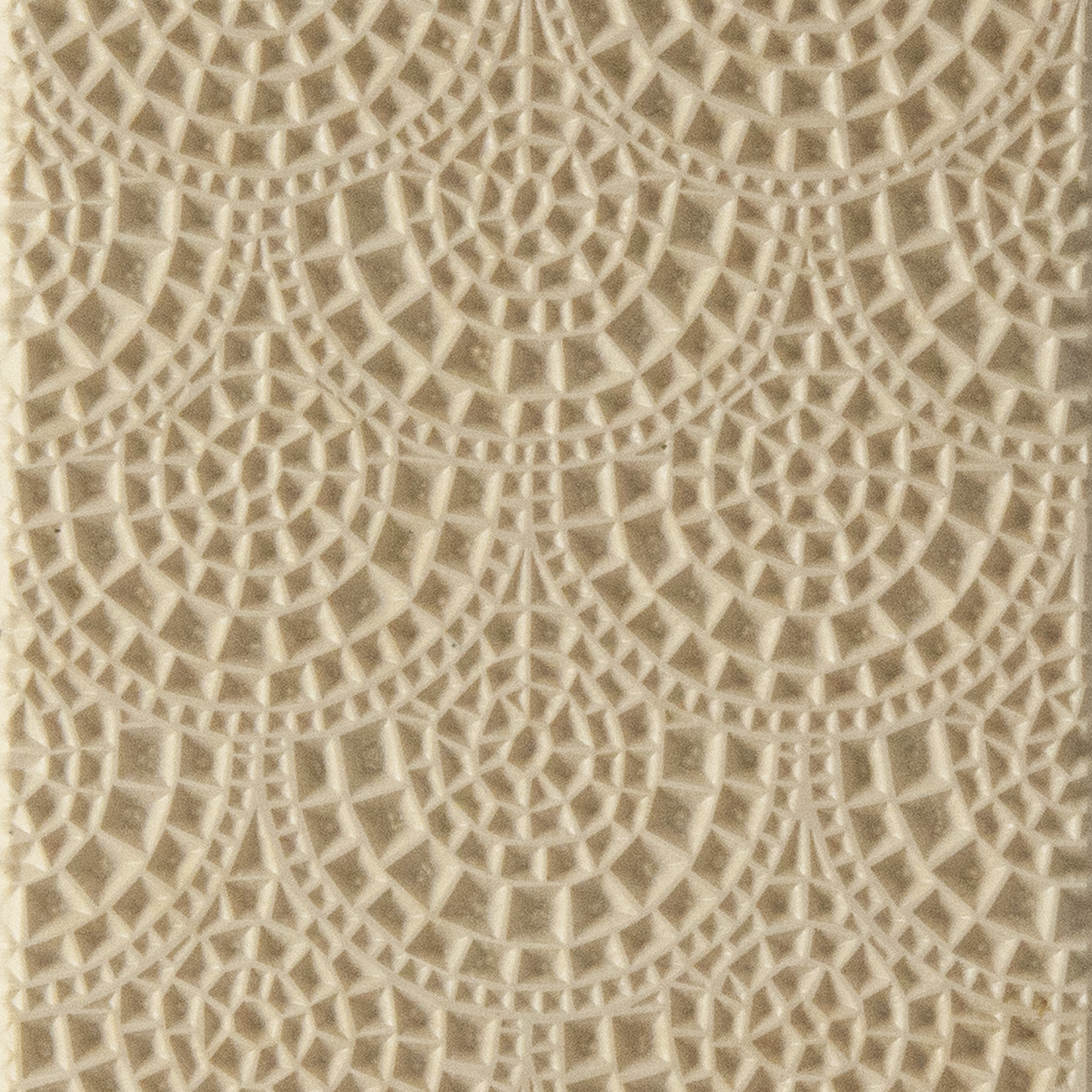 Texture Tile - Mosaic Mantra. Beige Texture Tiles are flexible, washable and can be used with any soft clay. Spritz with CoolSlip or dust on Dry Powder Release for stick-free impressions when using metal clay and polymer clay.