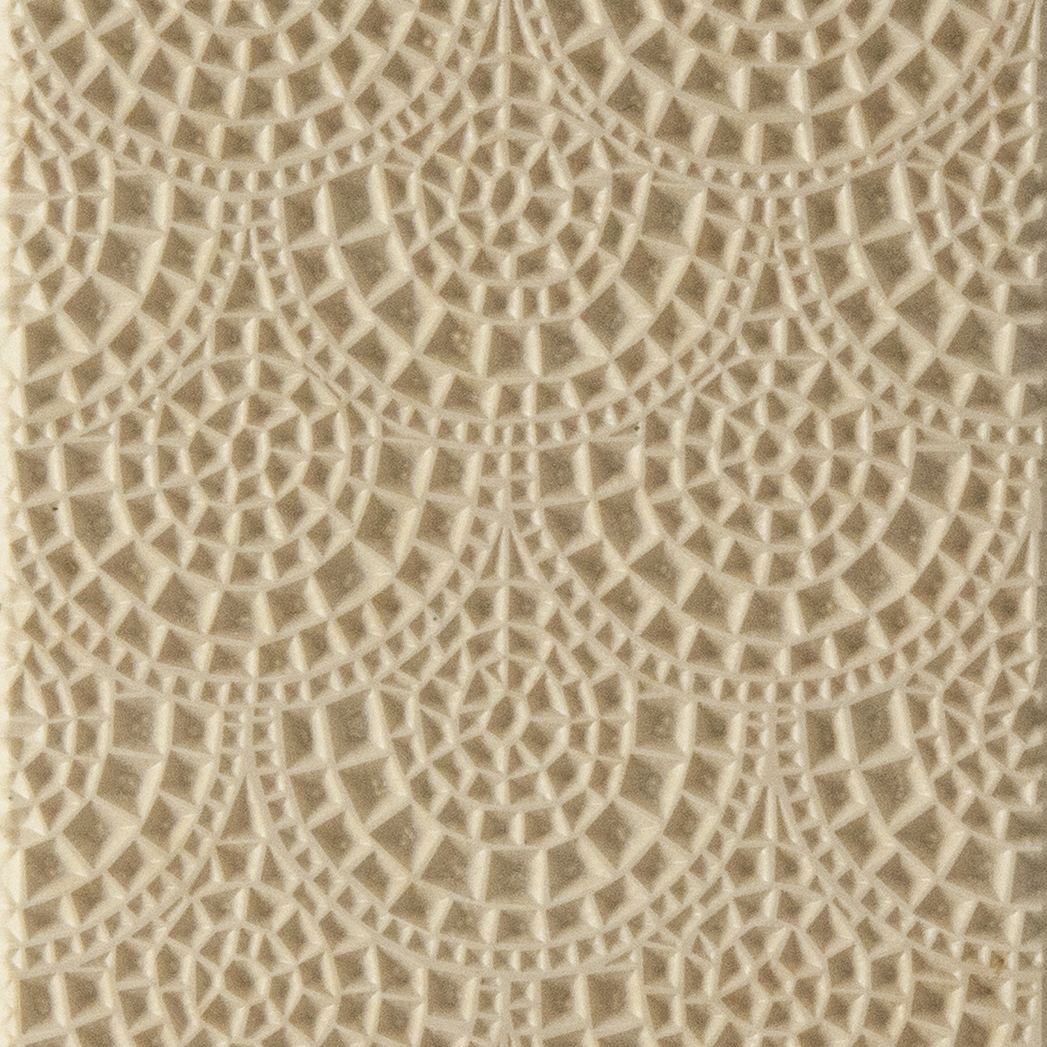 Texture Tile - Mosaic Mantra. Beige Texture Tiles are flexible, washable and can be used with any soft clay. Spritz with CoolSlip or dust on Dry Powder Release for stick-free impressions when using metal clay and polymer clay.