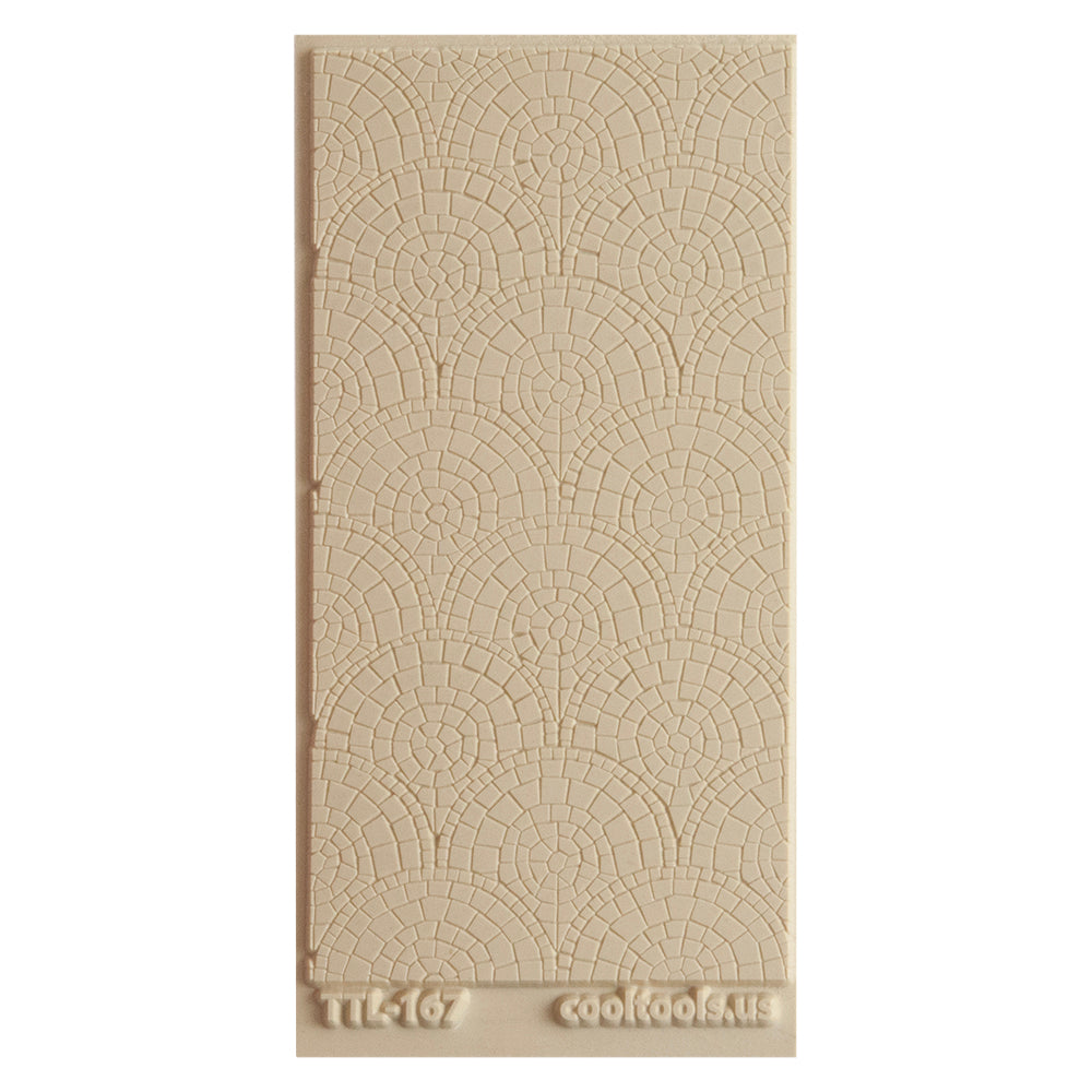 Texture Tile - Mosaic Mantra Fineline. Beige Texture Tiles are flexible, washable and can be used with any soft clay. Spritz with CoolSlip or dust on Dry Powder Release for stick-free impressions when using metal clay and polymer clay.