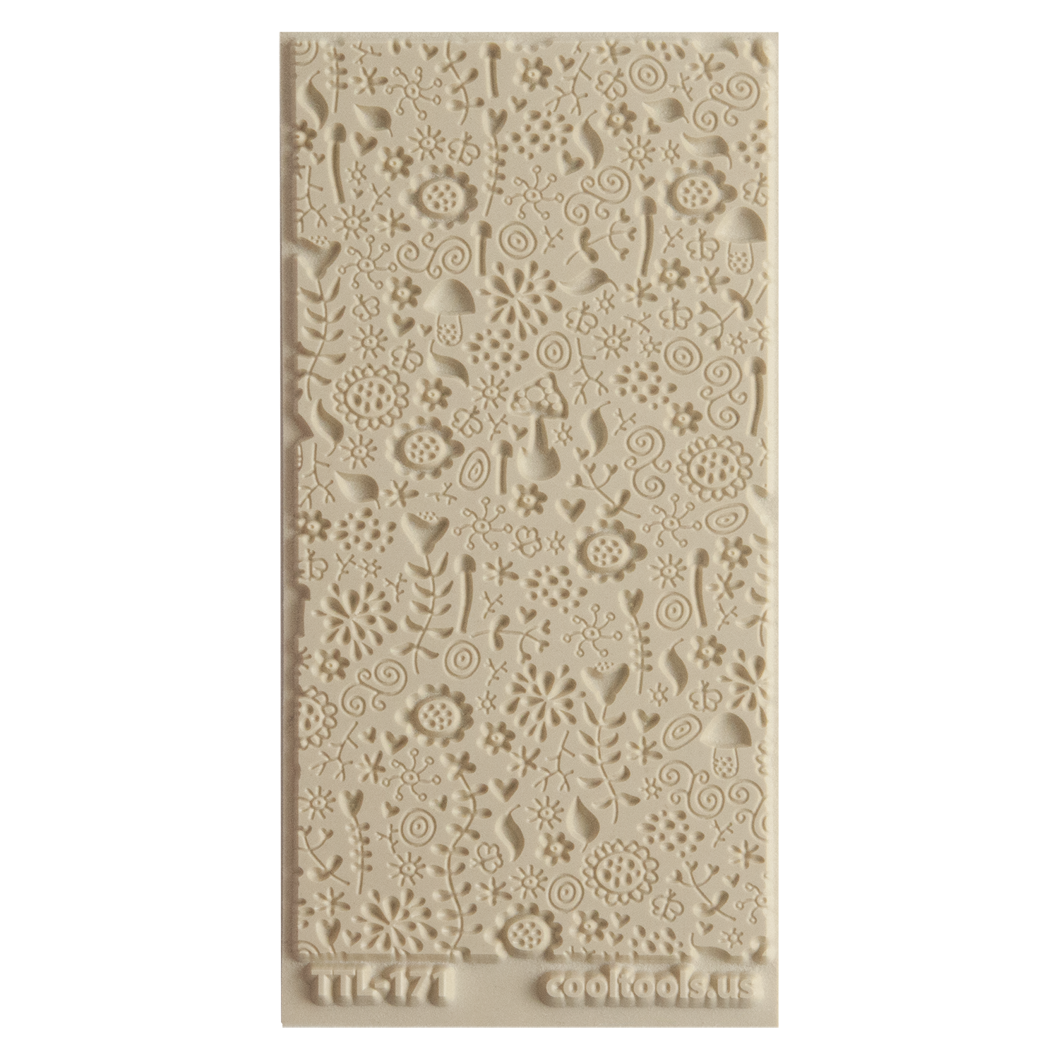 Texture Tile - Fairy Tale Embossed. Beige Texture Tiles are flexible, washable and can be used with any soft clay. Spritz with CoolSlip or dust on Dry Powder Release for stick-free impressions when using metal clay and polymer clay.