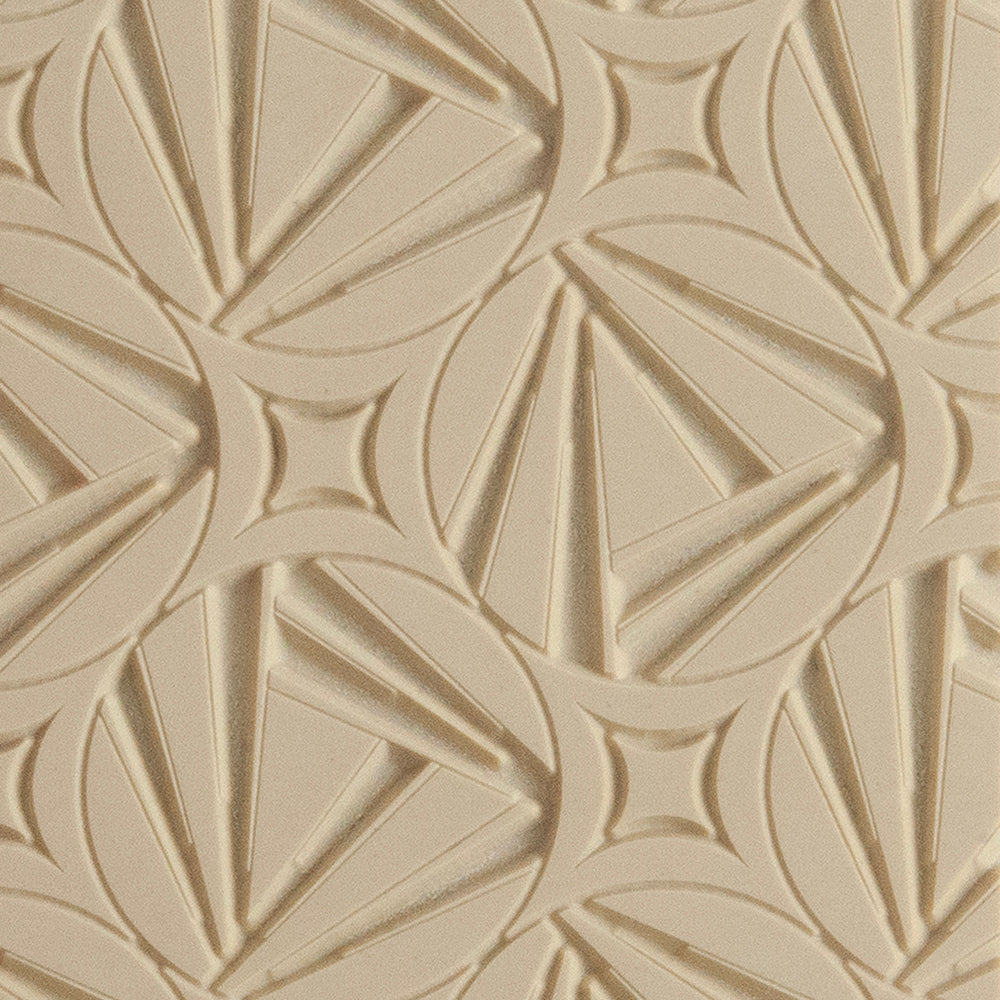 Texture Tile - Deco Dimension Embossed. Beige Texture Tiles are flexible, washable and can be used with any soft clay. Spritz with CoolSlip or dust on Dry Powder Release for stick-free impressions when using metal clay and polymer clay.