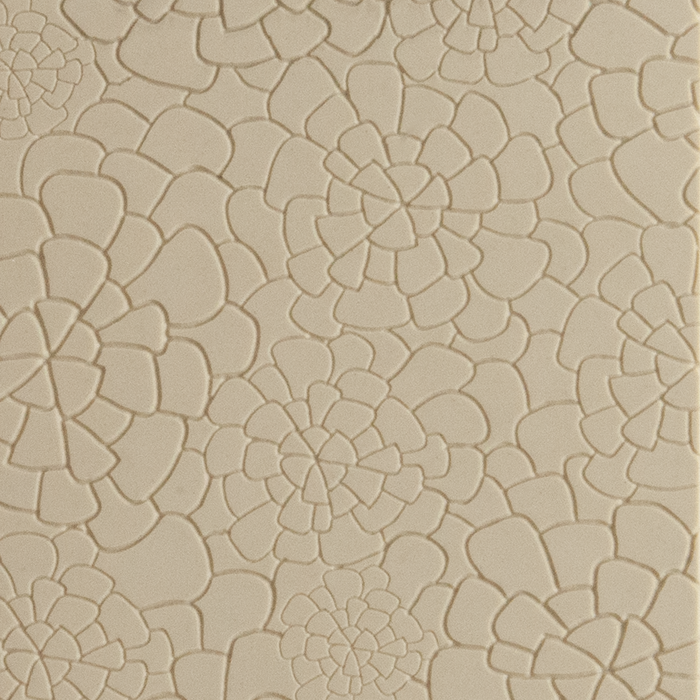 Texture Tile - Dahlias Fineline. Beige Texture Tiles are flexible, washable and can be used with any soft clay. Spritz with CoolSlip or dust on Dry Powder Release for stick-free impressions when using metal clay and polymer clay.