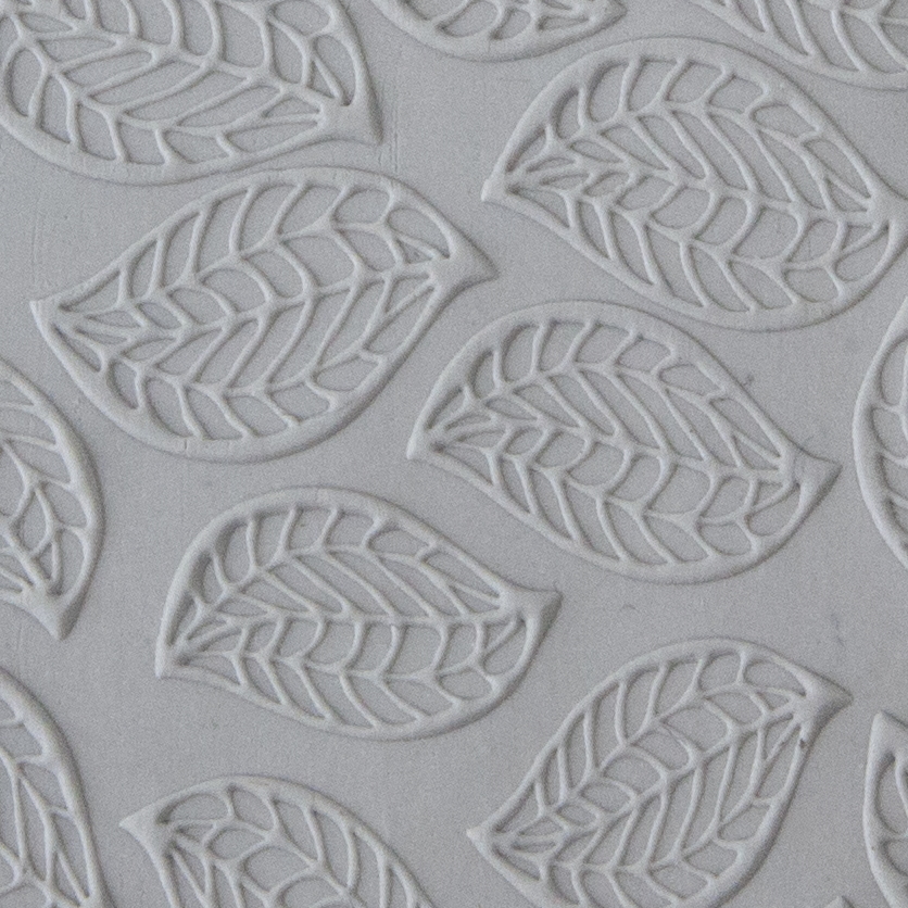 Texture Tile - Falling Leaves Embossed sample rolled into clay
