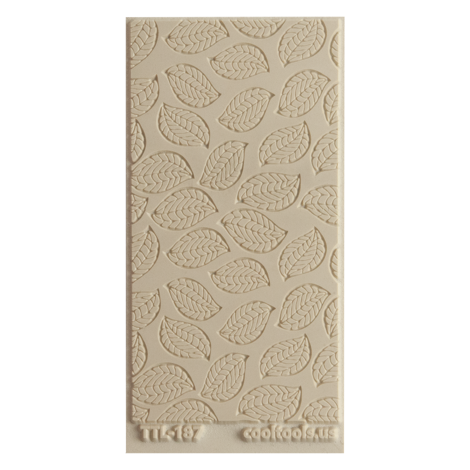 Texture Tile - Falling Leaves Embossed. Beige Texture Tiles are flexible, washable and can be used with any soft clay. Spritz with CoolSlip or dust on Dry Powder Release for stick-free impressions when using metal clay and polymer clay.