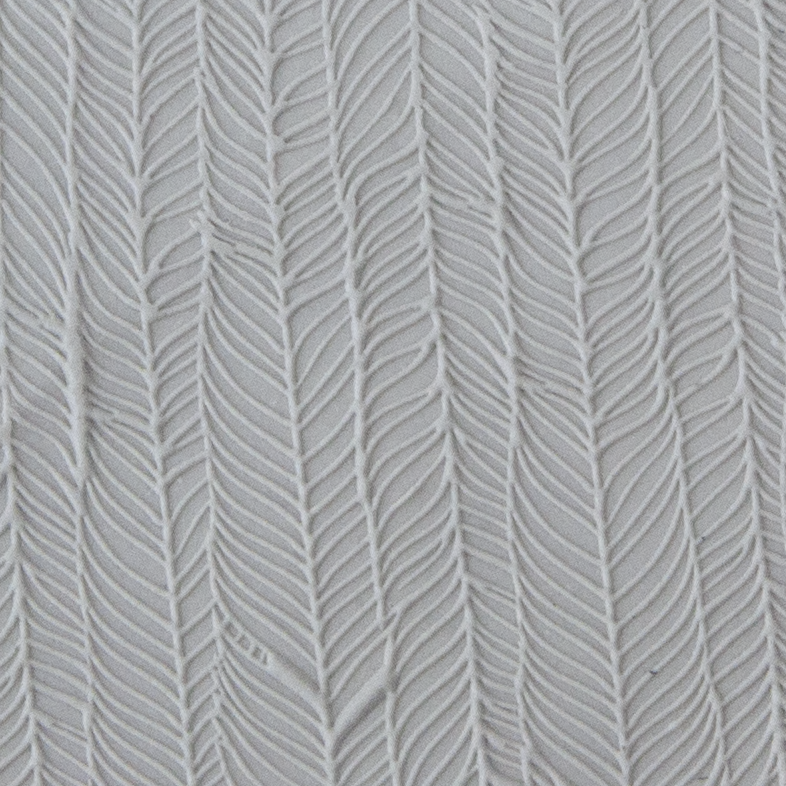 Texture Tile - Feathered Fineline sample rolled into clay