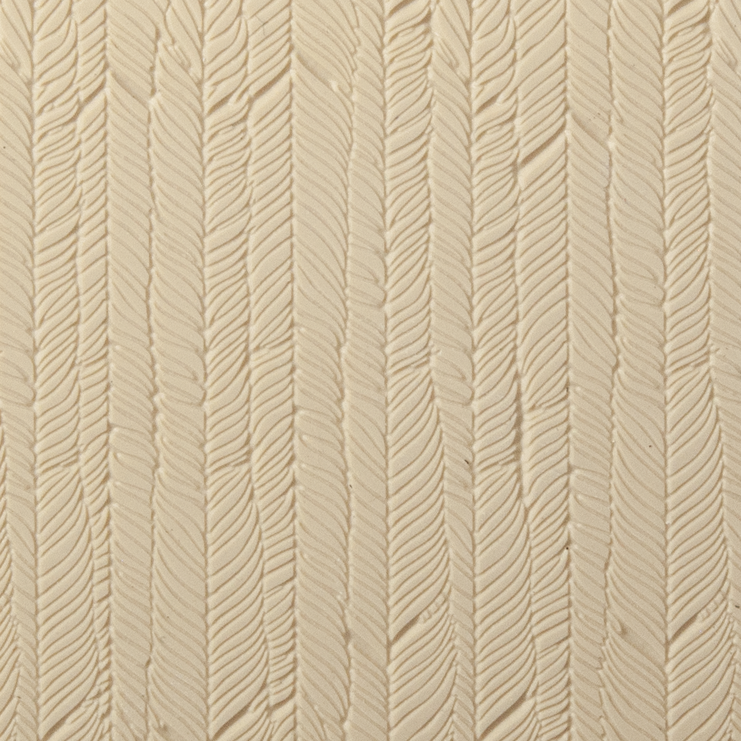 Texture Tile - Feathered Fineline. Beige Texture Tiles are flexible, washable and can be used with any soft clay. Spritz with CoolSlip or dust on Dry Powder Release for stick-free impressions when using metal clay and polymer clay.