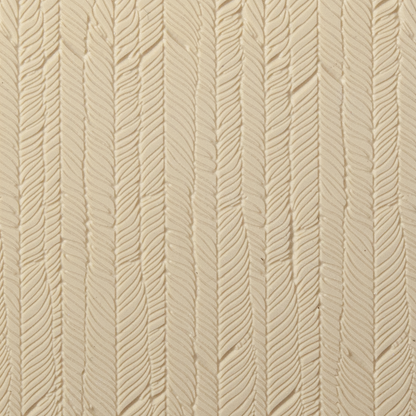 Texture Tile - Feathered Fineline. Beige Texture Tiles are flexible, washable and can be used with any soft clay. Spritz with CoolSlip or dust on Dry Powder Release for stick-free impressions when using metal clay and polymer clay.