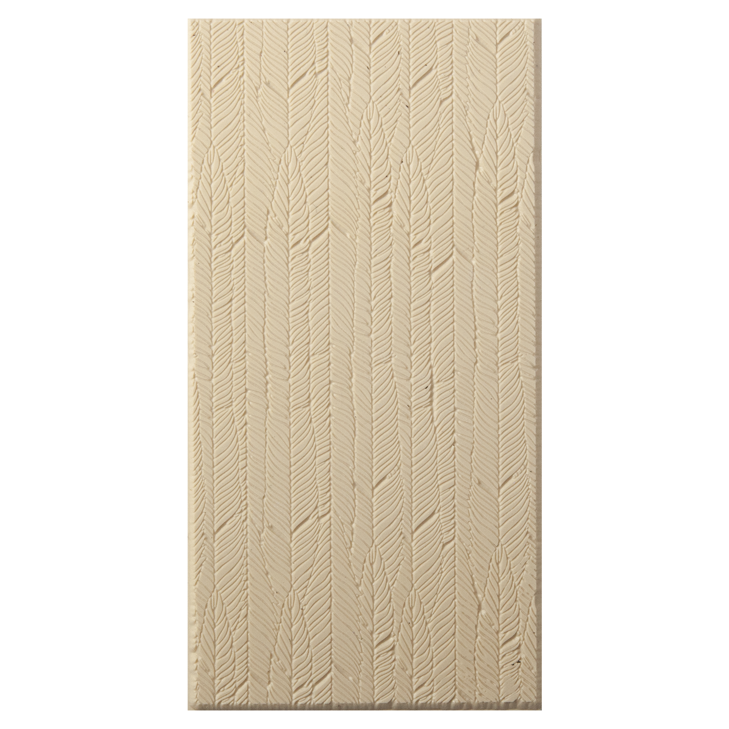 Texture Tile - Feathered Fineline. Beige Texture Tiles are flexible, washable and can be used with any soft clay. Spritz with CoolSlip or dust on Dry Powder Release for stick-free impressions when using metal clay and polymer clay.