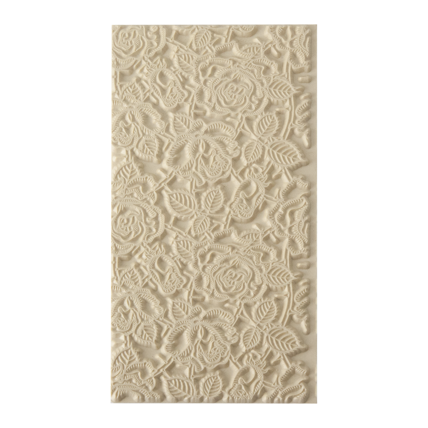 Texture Tile - Thorny Roses. Beige Texture Tiles are flexible, washable and can be used with any soft clay. Spritz with CoolSlip or dust on Dry Powder Release for stick-free impressions when using metal clay and polymer clay.