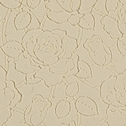 Texture Tile - Thorny Roses Fineline. Beige Texture Tiles are flexible, washable and can be used with any soft clay. Spritz with CoolSlip or dust on Dry Powder Release for stick-free impressions when using metal clay and polymer clay.