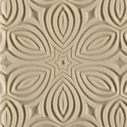 Texture Tile - Kaleidoscope. Beige Texture Tiles are flexible, washable and can be used with any soft clay. Spritz with CoolSlip or dust on Dry Powder Release for stick-free impressions when using metal clay and polymer clay.