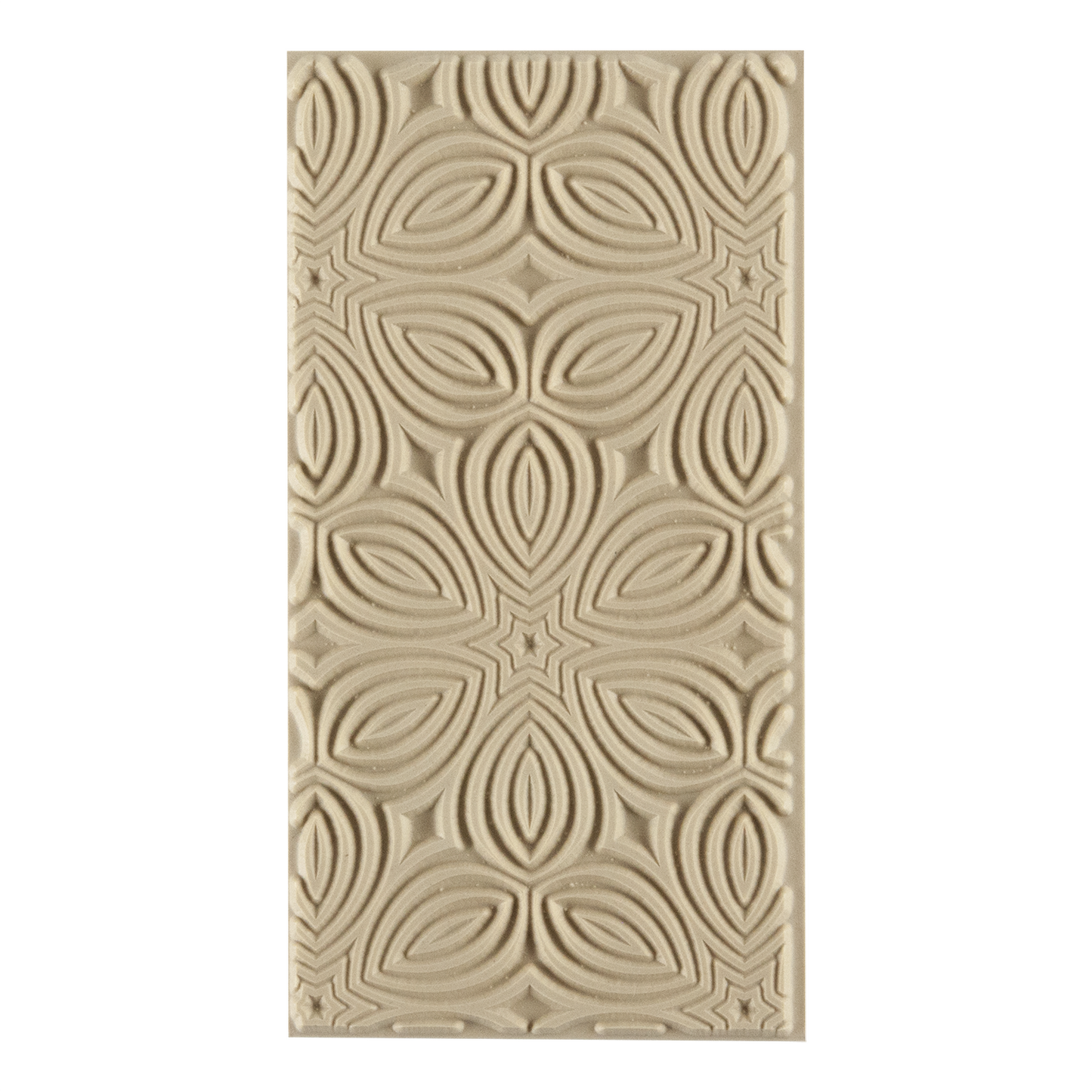 Texture Tile - Kaleidoscope. Beige Texture Tiles are flexible, washable and can be used with any soft clay. Spritz with CoolSlip or dust on Dry Powder Release for stick-free impressions when using metal clay and polymer clay.