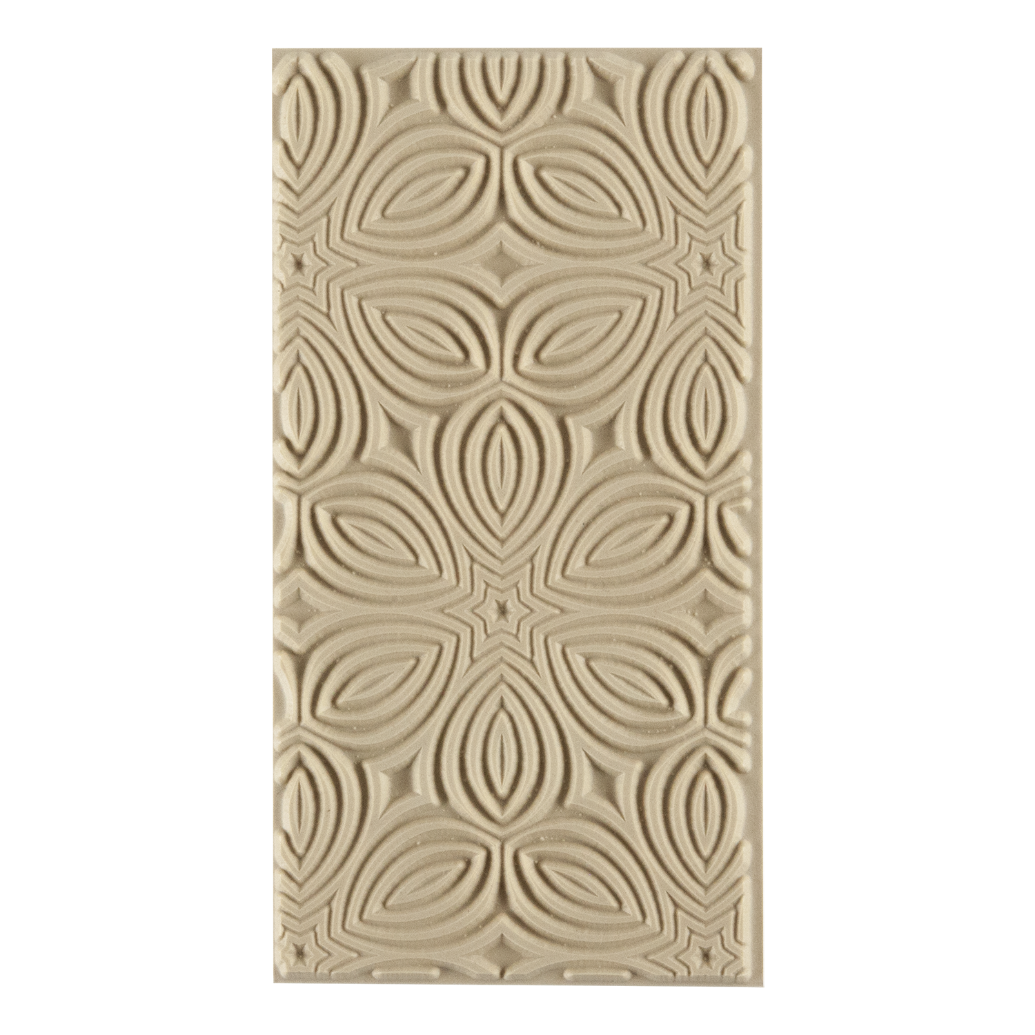 Texture Tile - Kaleidoscope. Beige Texture Tiles are flexible, washable and can be used with any soft clay. Spritz with CoolSlip or dust on Dry Powder Release for stick-free impressions when using metal clay and polymer clay.
