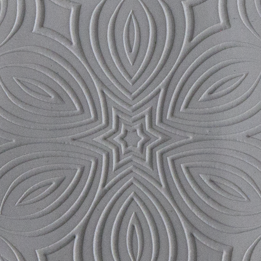 Texture Tile - Kaleidoscope Embossed sample rolled into clay