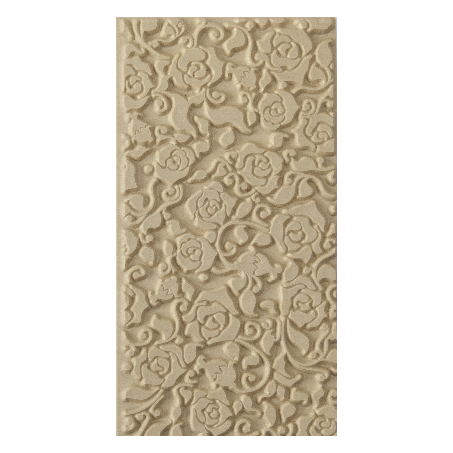 Texture Tile - Rosalita. Beige Texture Tiles are flexible, washable and can be used with any soft clay. Spritz with CoolSlip or dust on Dry Powder Release for stick-free impressions when using metal clay and polymer clay.