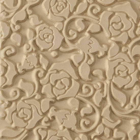 Texture Tile - Rosalita. Beige Texture Tiles are flexible, washable and can be used with any soft clay. Spritz with CoolSlip or dust on Dry Powder Release for stick-free impressions when using metal clay and polymer clay.