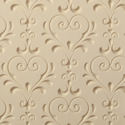 Texture Tile - My Sweetheart Embossed. Beige Texture Tiles are flexible, washable and can be used with any soft clay. Spritz with CoolSlip or dust on Dry Powder Release for stick-free impressions when using metal clay and polymer clay.