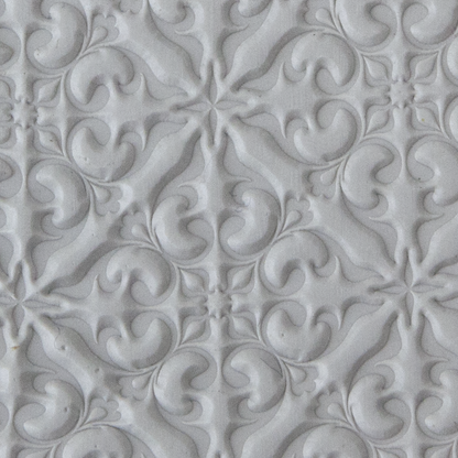Texture Tile - Victorian Ivy sample rolled into clay