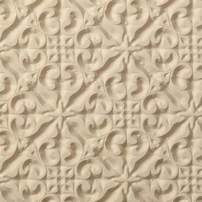 Texture Tile - Victorian Ivy. Beige Texture Tiles are flexible, washable and can be used with any soft clay. Spritz with CoolSlip or dust on Dry Powder Release for stick-free impressions when using metal clay and polymer clay.