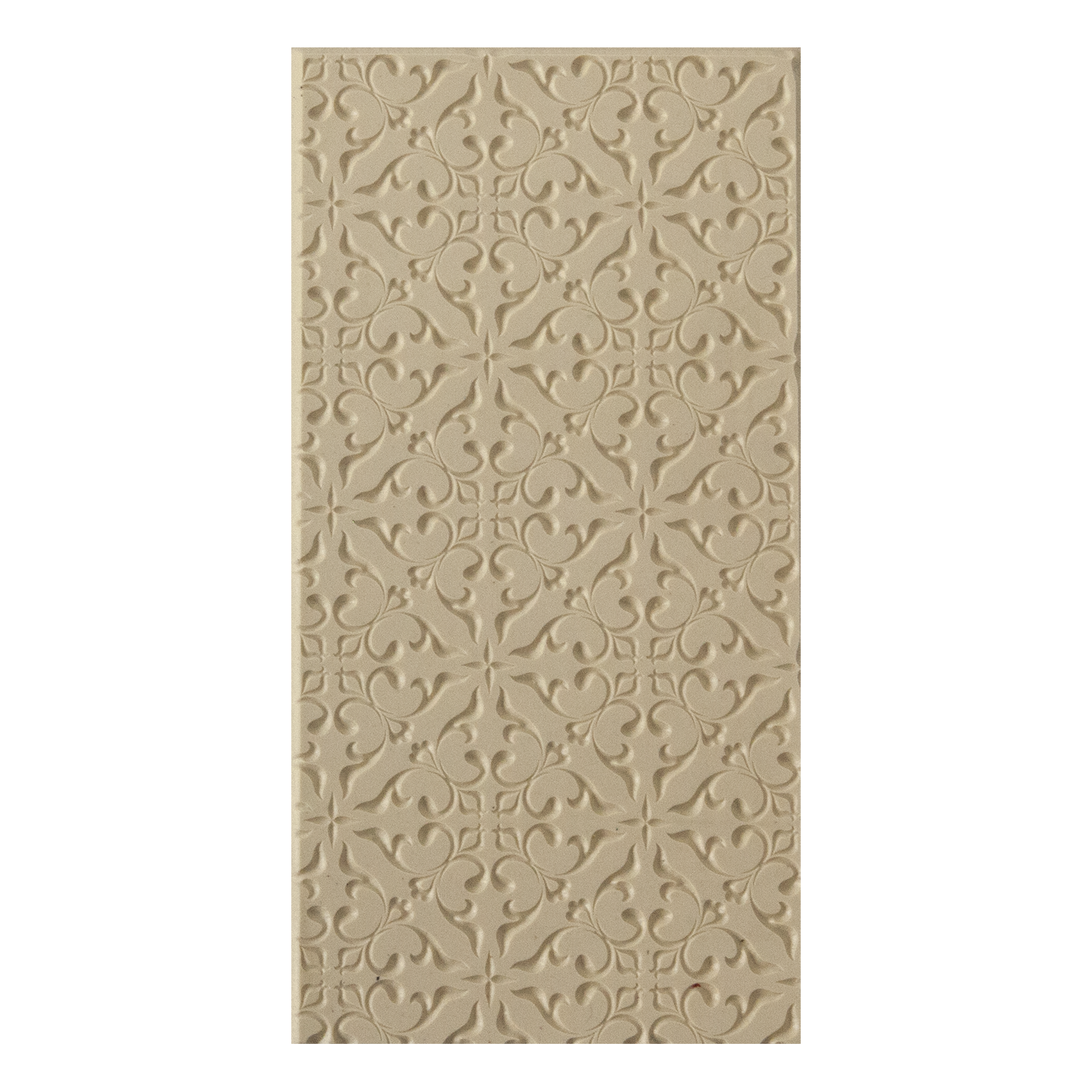 Texture Tile - Victorian Ivy Embossed. Beige Texture Tiles are flexible, washable and can be used with any soft clay. Spritz with CoolSlip or dust on Dry Powder Release for stick-free impressions when using metal clay and polymer clay.