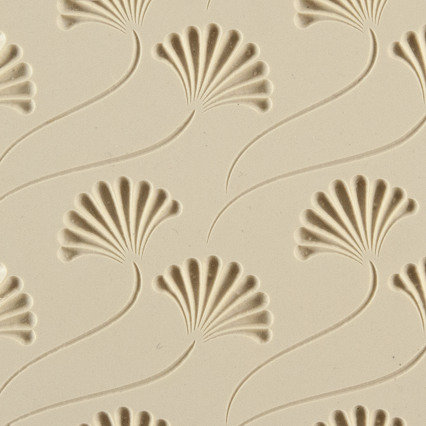 Texture Tile - Fanning Out Embossed. Beige Texture Tiles are flexible, washable and can be used with any soft clay. Spritz with CoolSlip or dust on Dry Powder Release for stick-free impressions when using metal clay and polymer clay.