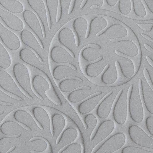 Texture Tile - Fiddlehead Fern sample rolled into clay