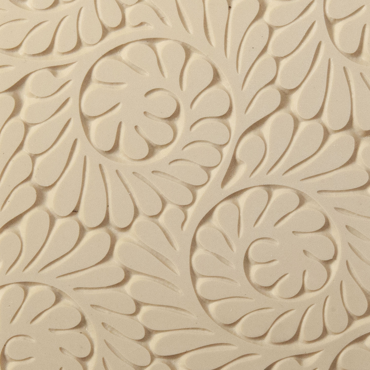 Texture Tile - Fiddlehead Fern. Beige Texture Tiles are flexible, washable and can be used with any soft clay. Spritz with CoolSlip or dust on Dry Powder Release for stick-free impressions when using metal clay and polymer clay.
