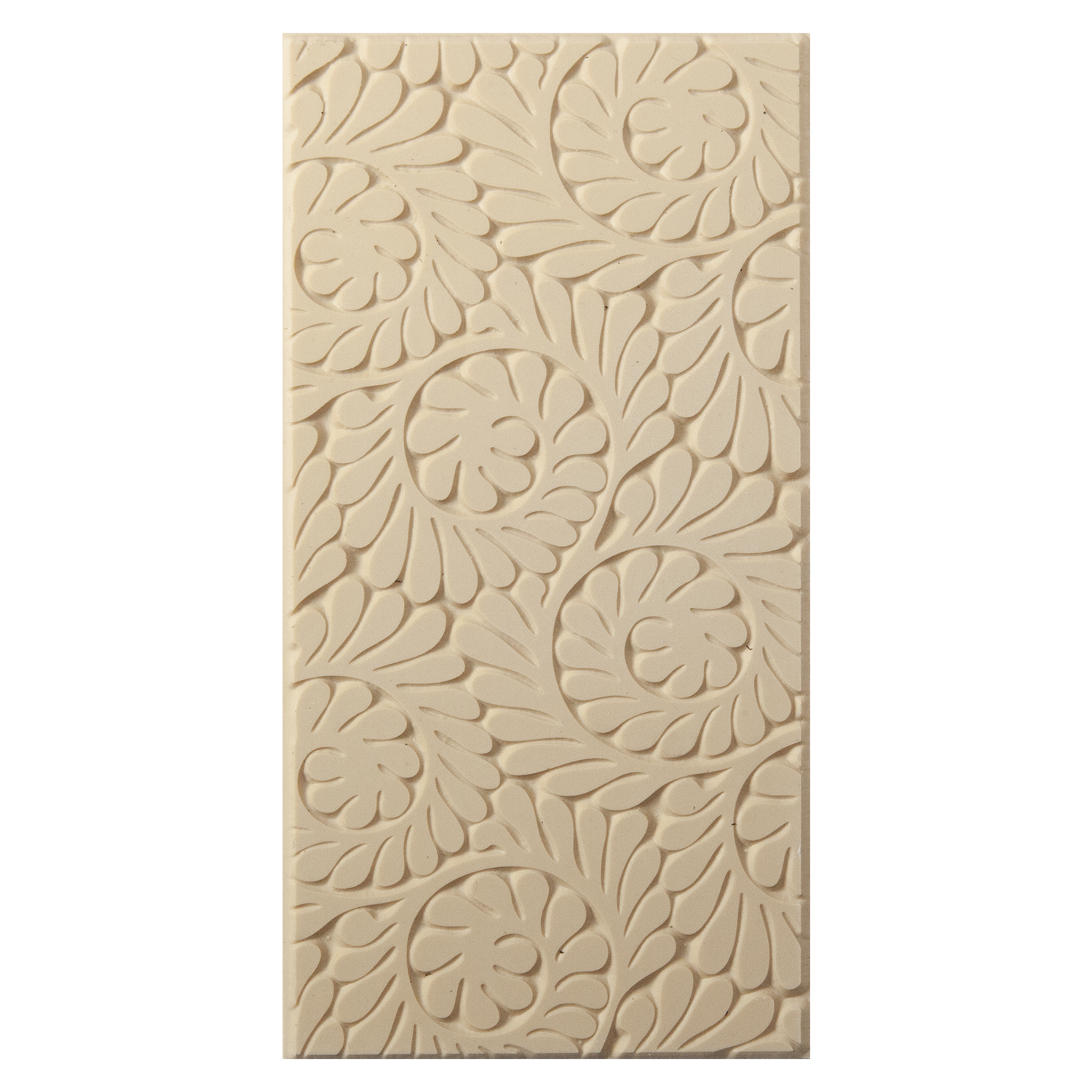 Texture Tile - Fiddlehead Fern. Beige Texture Tiles are flexible, washable and can be used with any soft clay. Spritz with CoolSlip or dust on Dry Powder Release for stick-free impressions when using metal clay and polymer clay.