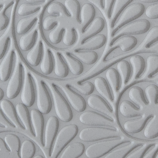 Texture Tile - Fiddlehead Fern Embossed sample rolled into clay