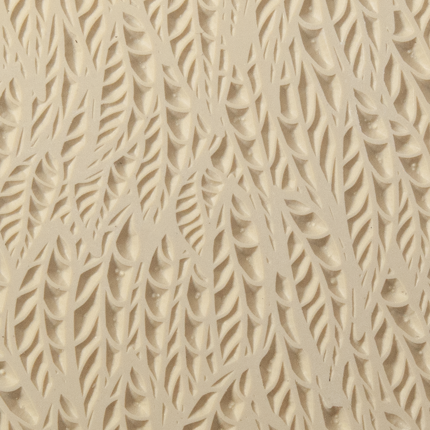 Texture Tile - Flock o'Feathers Embossed. Beige Texture Tiles are flexible, washable and can be used with any soft clay. Spritz with CoolSlip or dust on Dry Powder Release for stick-free impressions when using metal clay and polymer clay.