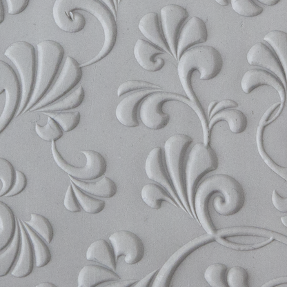 Texture Tile - Plume Party Embossed sample rolled into clay