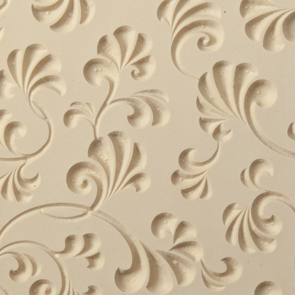 Texture Tile - Plume Party Embossed. Beige Texture Tiles are flexible, washable and can be used with any soft clay. Spritz with CoolSlip or dust on Dry Powder Release for stick-free impressions when using metal clay and polymer clay.