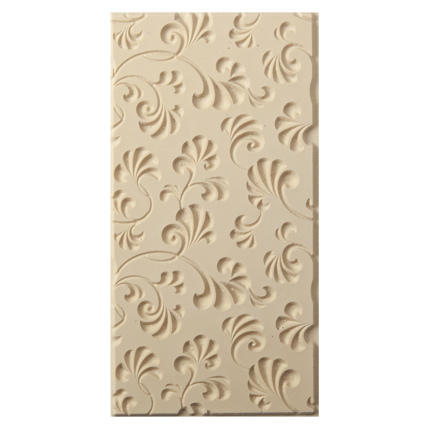 Texture Tile - Plume Party Embossed. Beige Texture Tiles are flexible, washable and can be used with any soft clay. Spritz with CoolSlip or dust on Dry Powder Release for stick-free impressions when using metal clay and polymer clay.