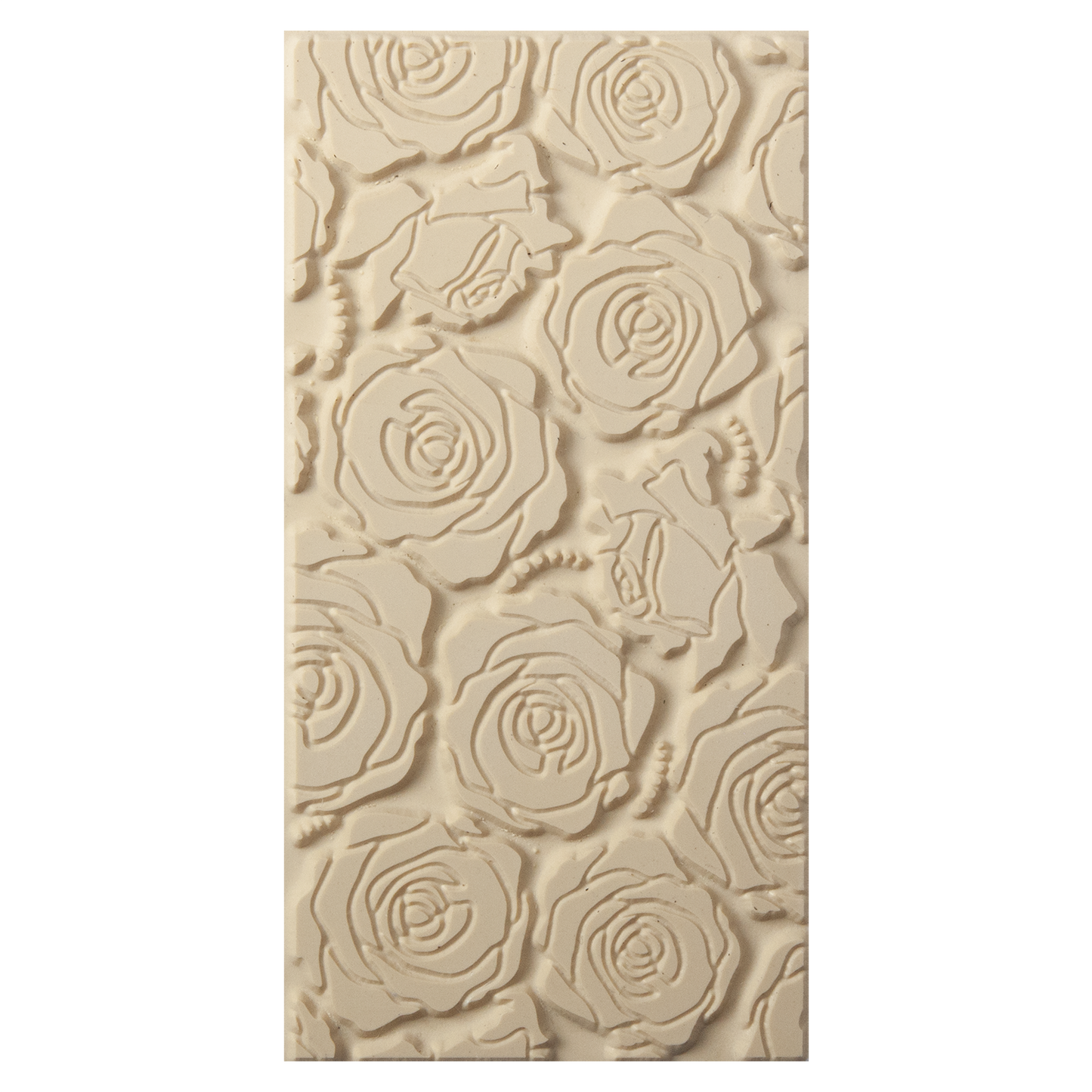 Texture Tile - Rose Cluster. Beige Texture Tiles are flexible, washable and can be used with any soft clay. Spritz with CoolSlip or dust on Dry Powder Release for stick-free impressions when using metal clay and polymer clay.