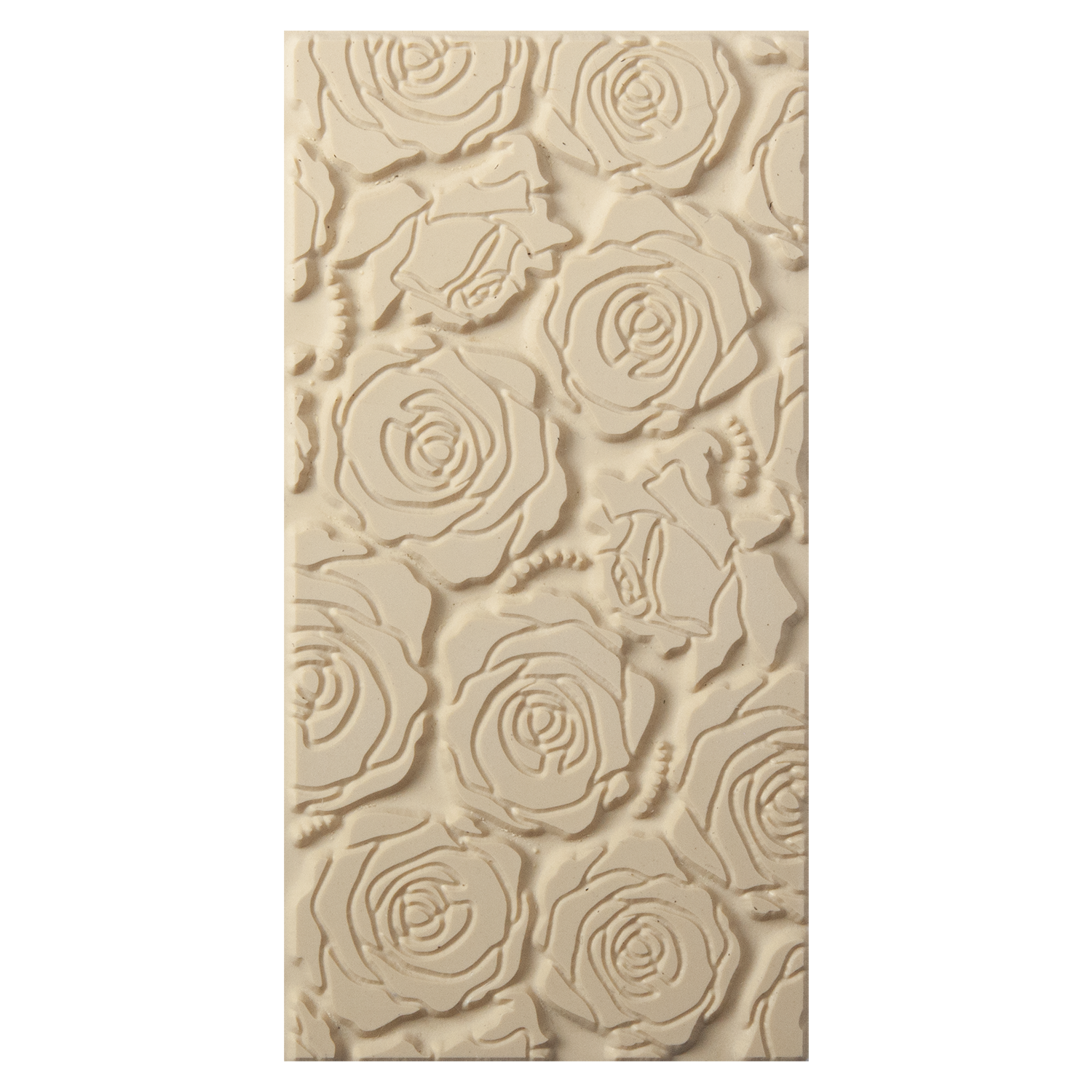 Texture Tile - Rose Cluster. Beige Texture Tiles are flexible, washable and can be used with any soft clay. Spritz with CoolSlip or dust on Dry Powder Release for stick-free impressions when using metal clay and polymer clay.
