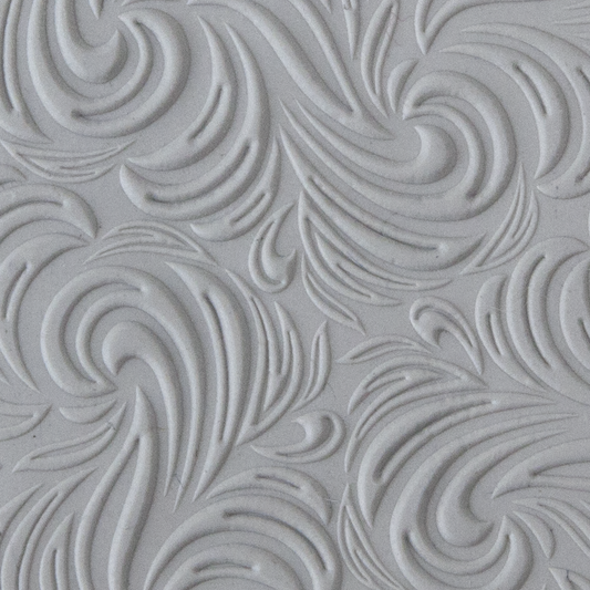 Texture Tile - Whirlwind Embossed sample rolled into clay