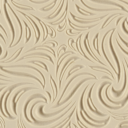 Texture Tile - Whirlwind Embossed. Beige Texture Tiles are flexible, washable and can be used with any soft clay. Spritz with CoolSlip or dust on Dry Powder Release for stick-free impressions when using metal clay and polymer clay.