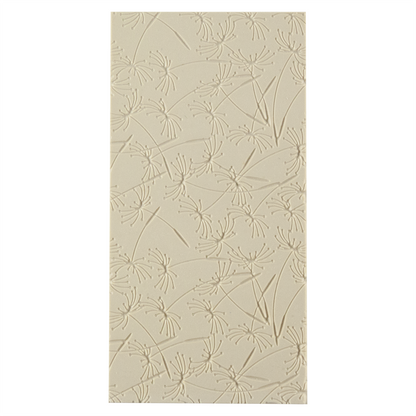 Texture Tile - Dandelion Wish Fineline. Beige Texture Tiles are flexible, washable and can be used with any soft clay. Spritz with CoolSlip or dust on Dry Powder Release for stick-free impressions when using metal clay and polymer clay.