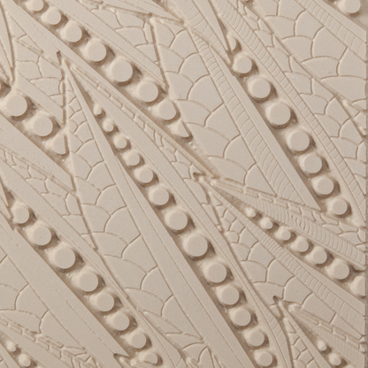 Texture Tile - Pods Fineline. Beige Texture Tiles are flexible, washable and can be used with any soft clay. Spritz with CoolSlip or dust on Dry Powder Release for stick-free impressions when using metal clay and polymer clay.