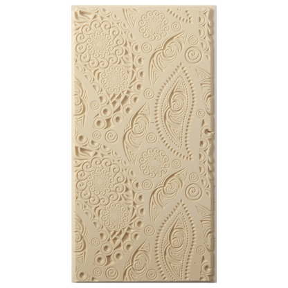 Texture Tile - Paisley Party Embossed. Beige Texture Tiles are flexible, washable and can be used with any soft clay. Spritz with CoolSlip or dust on Dry Powder Release for stick-free impressions when using metal clay and polymer clay.