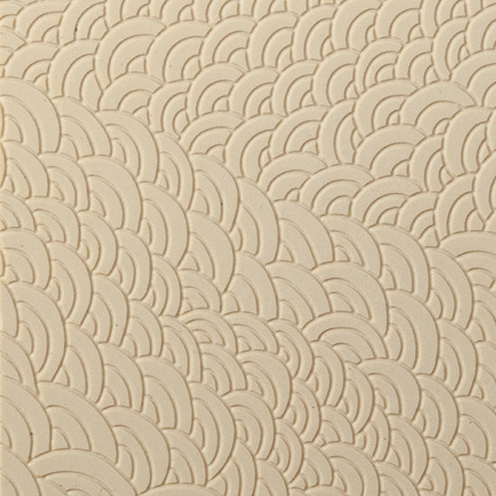 Texture Tile - Scaled Fineline. Beige Texture Tiles are flexible, washable and can be used with any soft clay. Spritz with CoolSlip or dust on Dry Powder Release for stick-free impressions when using metal clay and polymer clay.