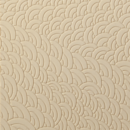 Texture Tile - Scaled Fineline. Beige Texture Tiles are flexible, washable and can be used with any soft clay. Spritz with CoolSlip or dust on Dry Powder Release for stick-free impressions when using metal clay and polymer clay.