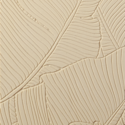 Texture Tile - Jungle Leaves Fineline. Beige Texture Tiles are flexible, washable and can be used with any soft clay. Spritz with CoolSlip or dust on Dry Powder Release for stick-free impressions when using metal clay and polymer clay.
