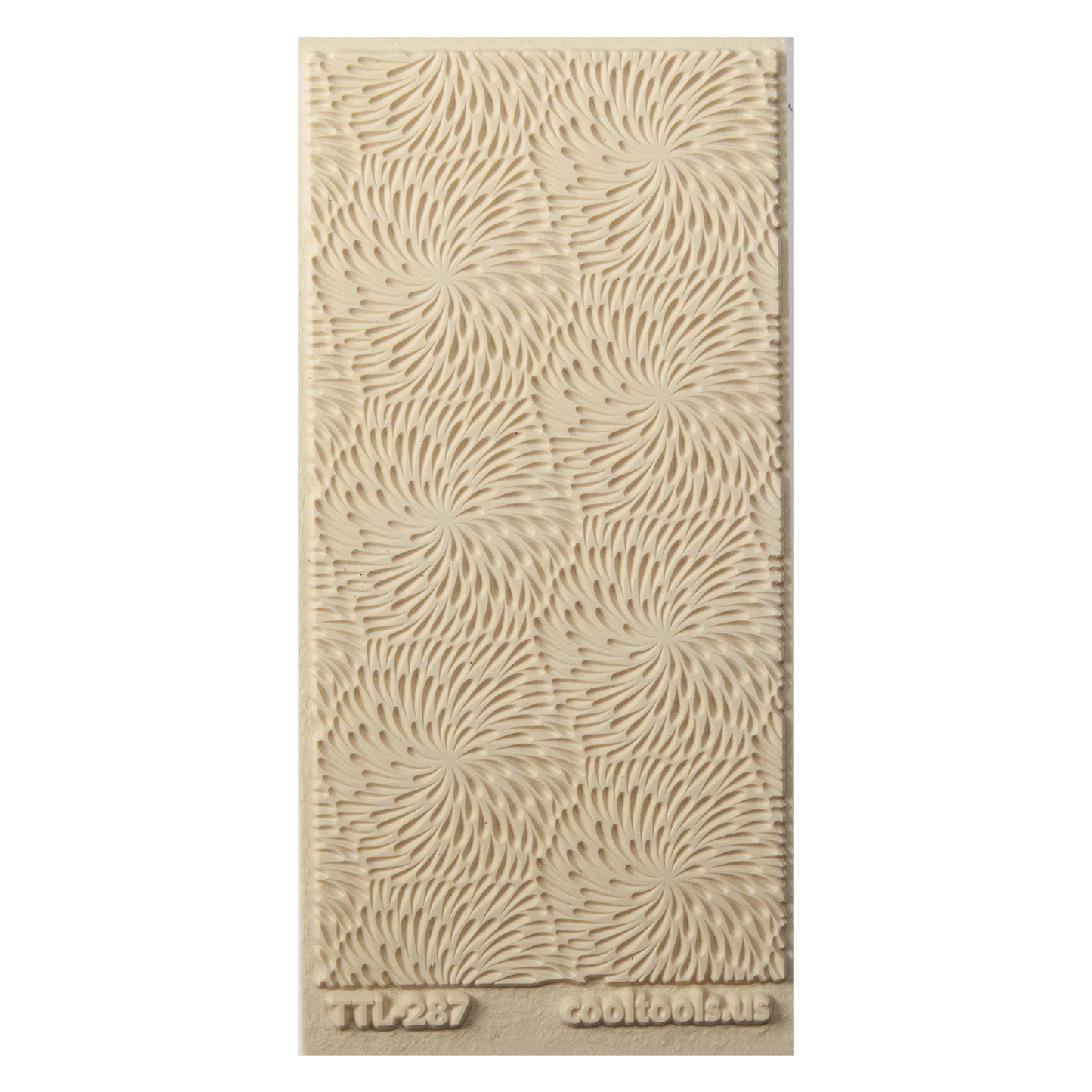 Texture Tile - Fireworks Fineline. Beige Texture Tiles are flexible, washable and can be used with any soft clay. Spritz with CoolSlip or dust on Dry Powder Release for stick-free impressions when using metal clay and polymer clay.