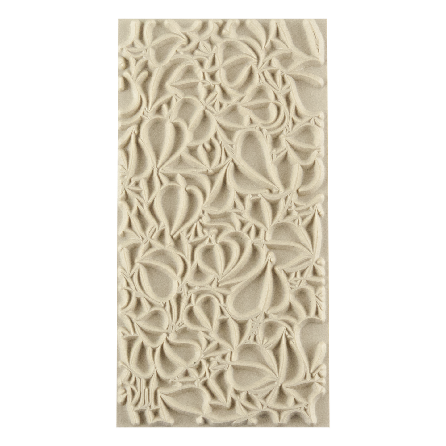 Texture Tile - Fall in Love. Beige Texture Tiles are flexible, washable and can be used with any soft clay. Spritz with CoolSlip or dust on Dry Powder Release for stick-free impressions when using metal clay and polymer clay.